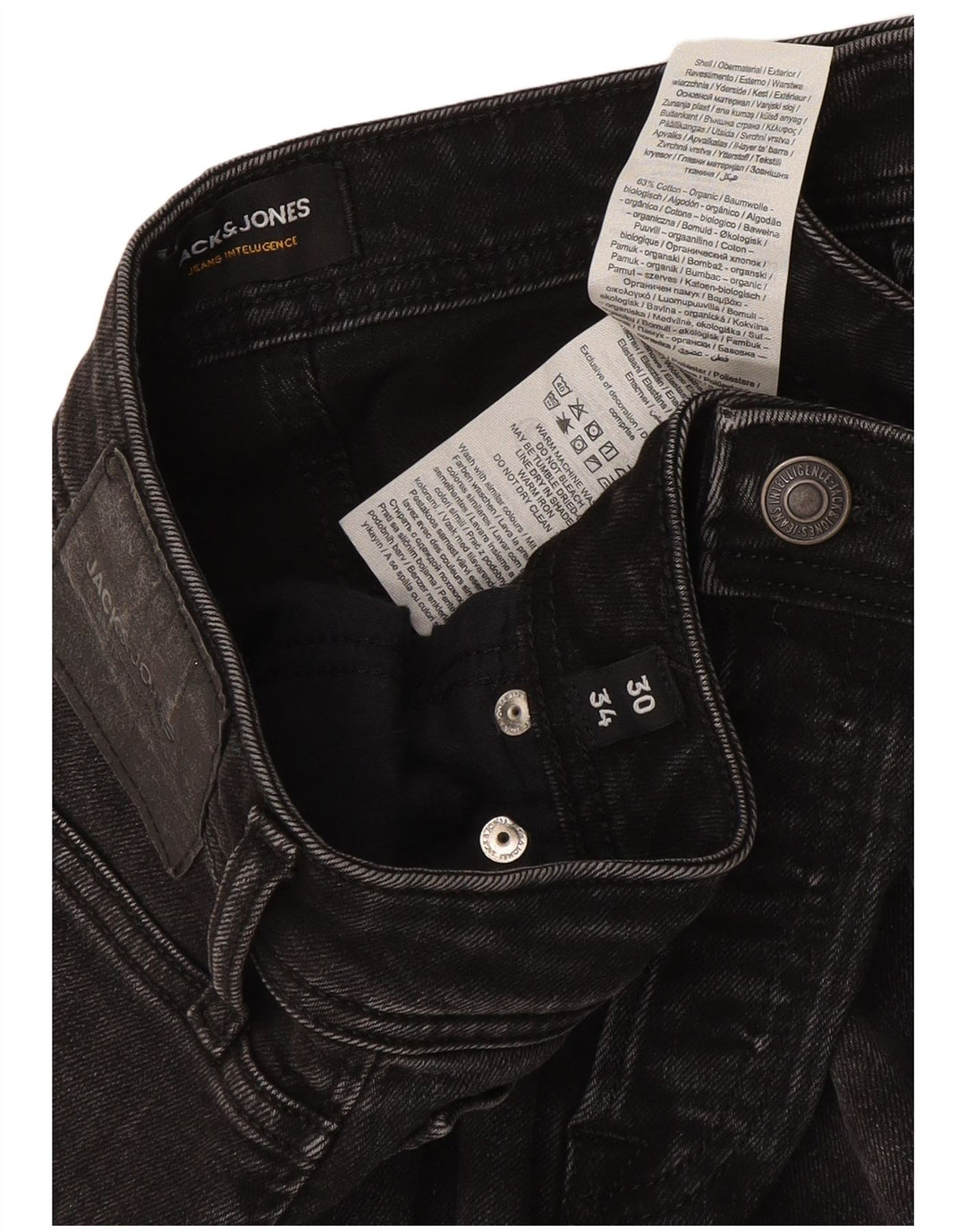 Jeans masculinos Jack & Jones Slim W30 L34 algodão cinza