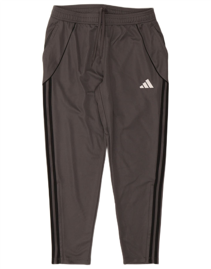 Adidas Mens Slim Fit Calças de treino Joggers grandes listrados cinza