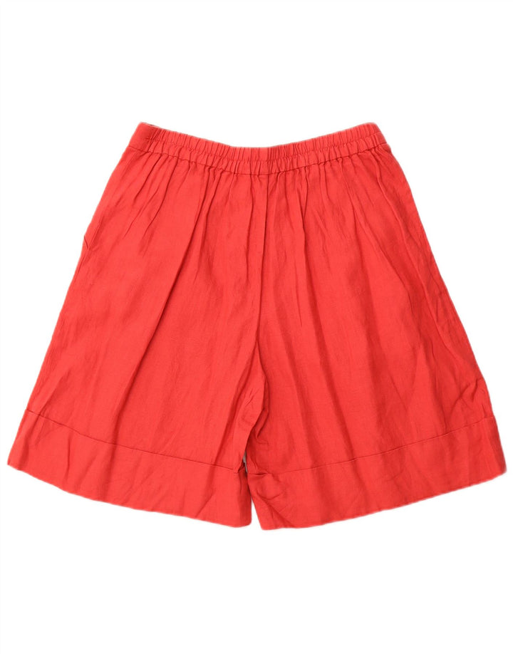 Shorts feminino casual de cintura alta com perna larga da BENETTON, médio W30, linho vermelho