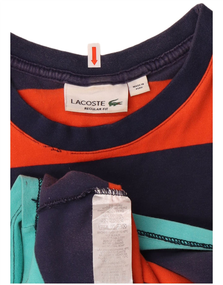 Camiseta feminina gráfica Lacoste UK 14 média listrada multicolorida