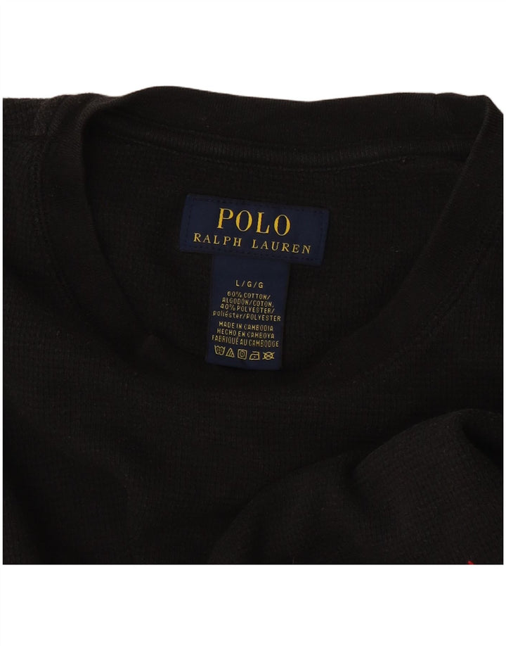 Ralph Lauren Top masculino de manga comprida grande algodão preto