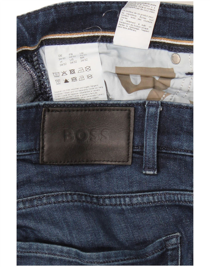 HUGO BOSS Masculino Delaware Slim Jeans W34 L32 Azul Algodão