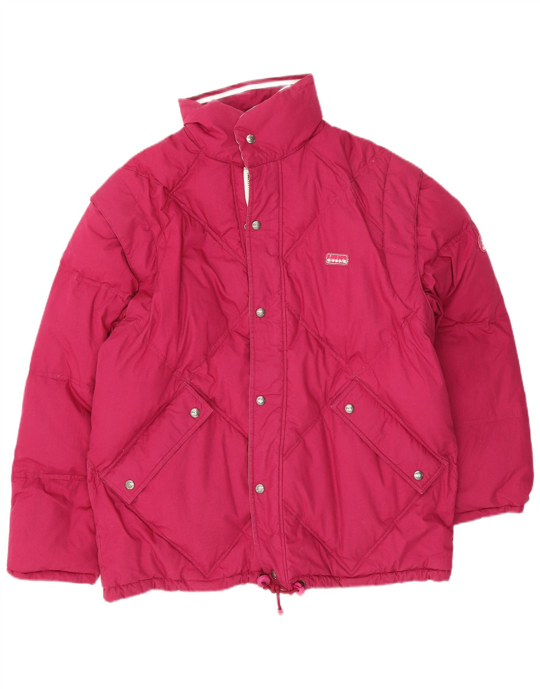 Jaqueta acolchoada masculina reversível de ajuste solto Diadora UK 38 poliéster rosa médio
