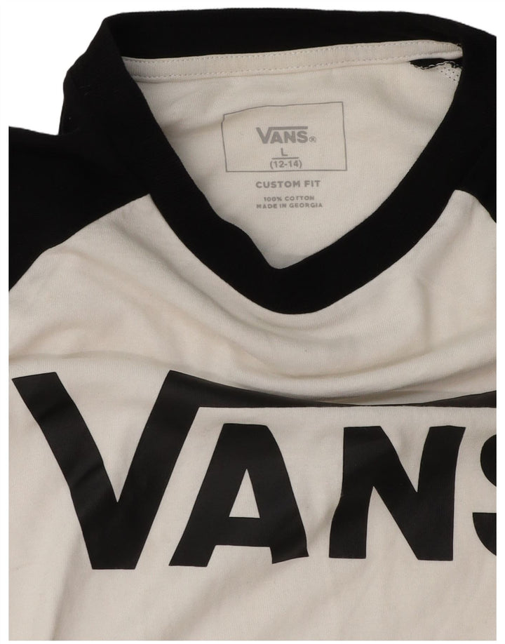 Vans Boys Graphic Top Manga 3/4 12-13 Anos Grande Branco Colorblock