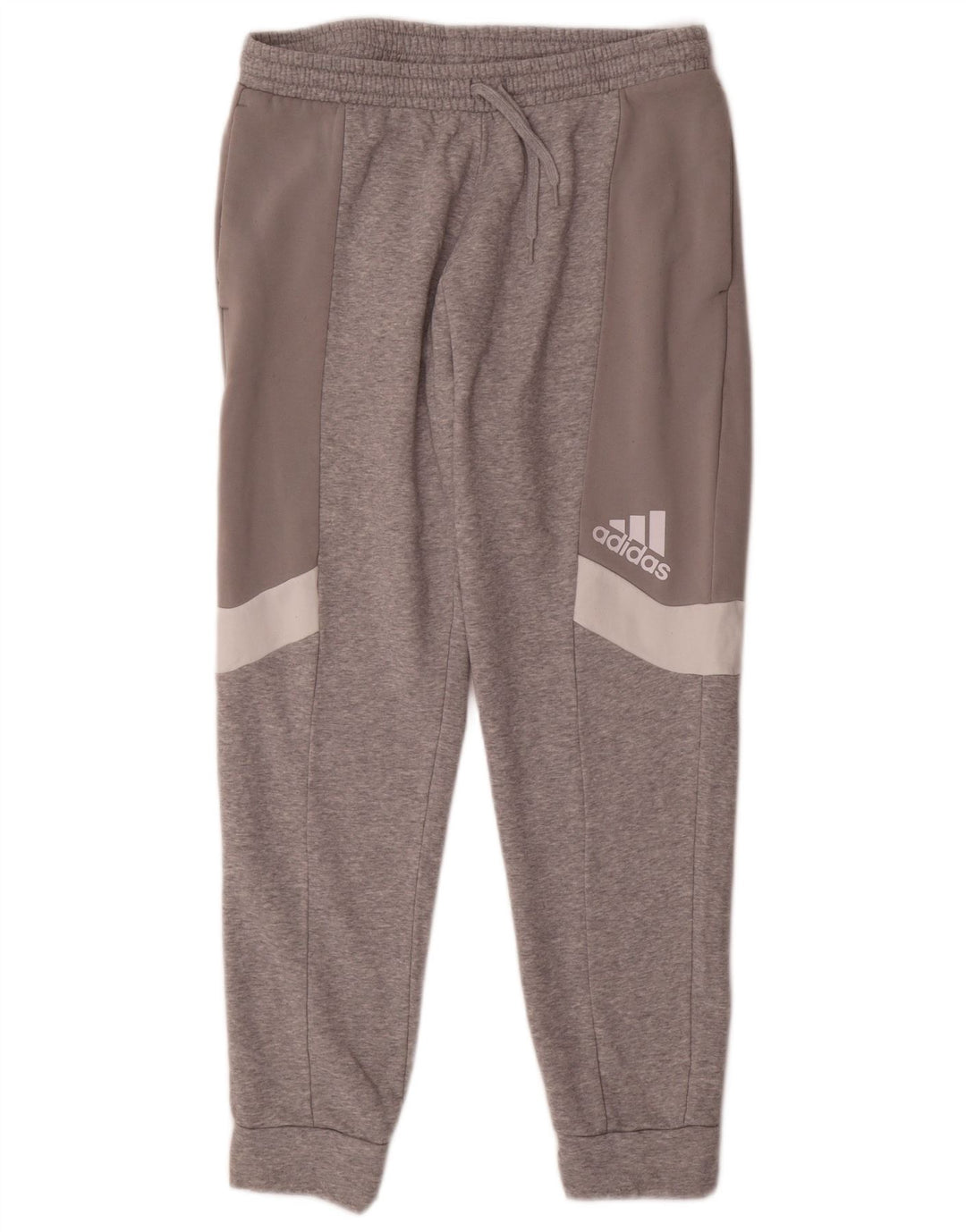 Calça de treino masculina ADIDAS Joggers grande cinza colorblock algodão