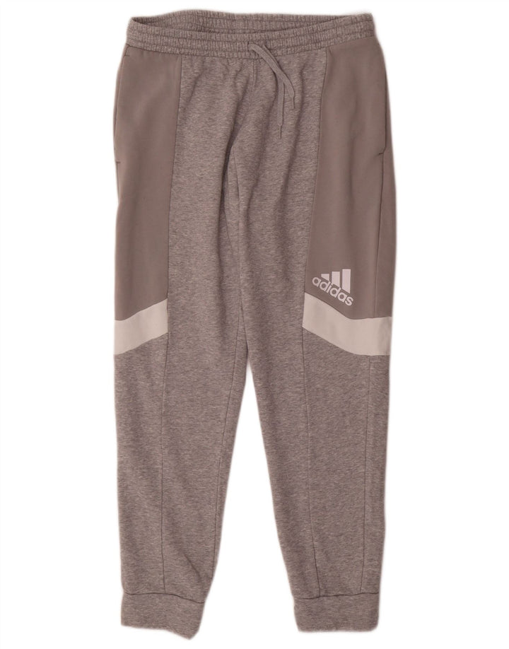 Calça de treino masculina ADIDAS Joggers grande cinza colorblock algodão
