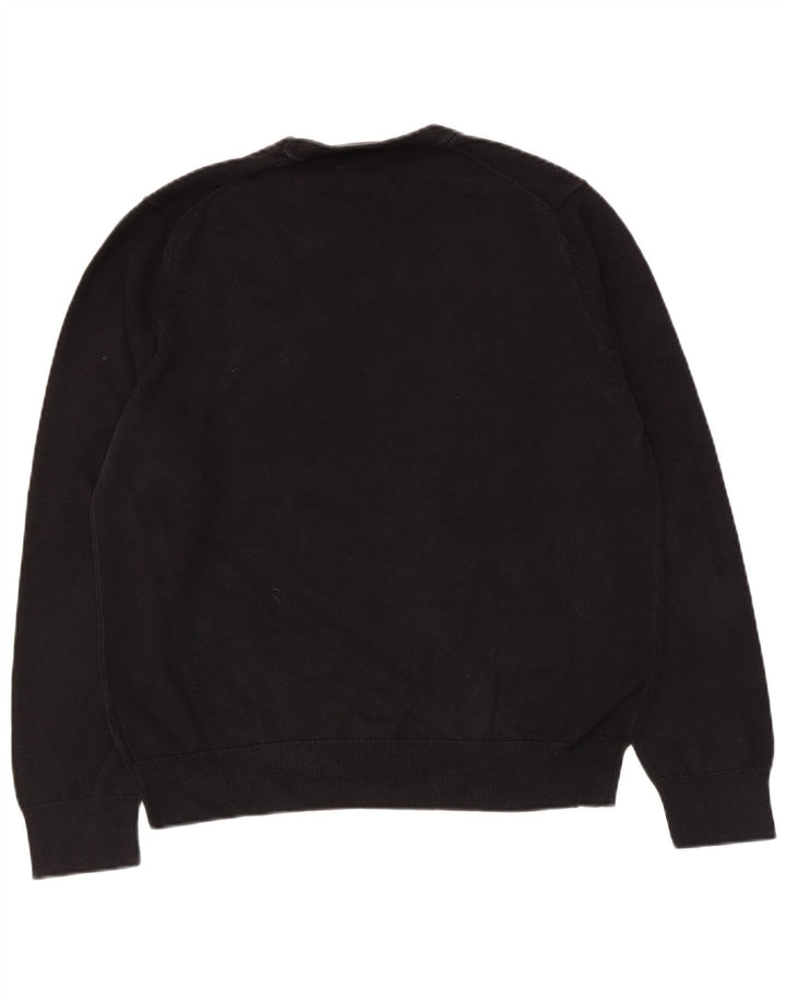 Suéter masculino Marks & Spencer com gola redonda, grande algodão preto