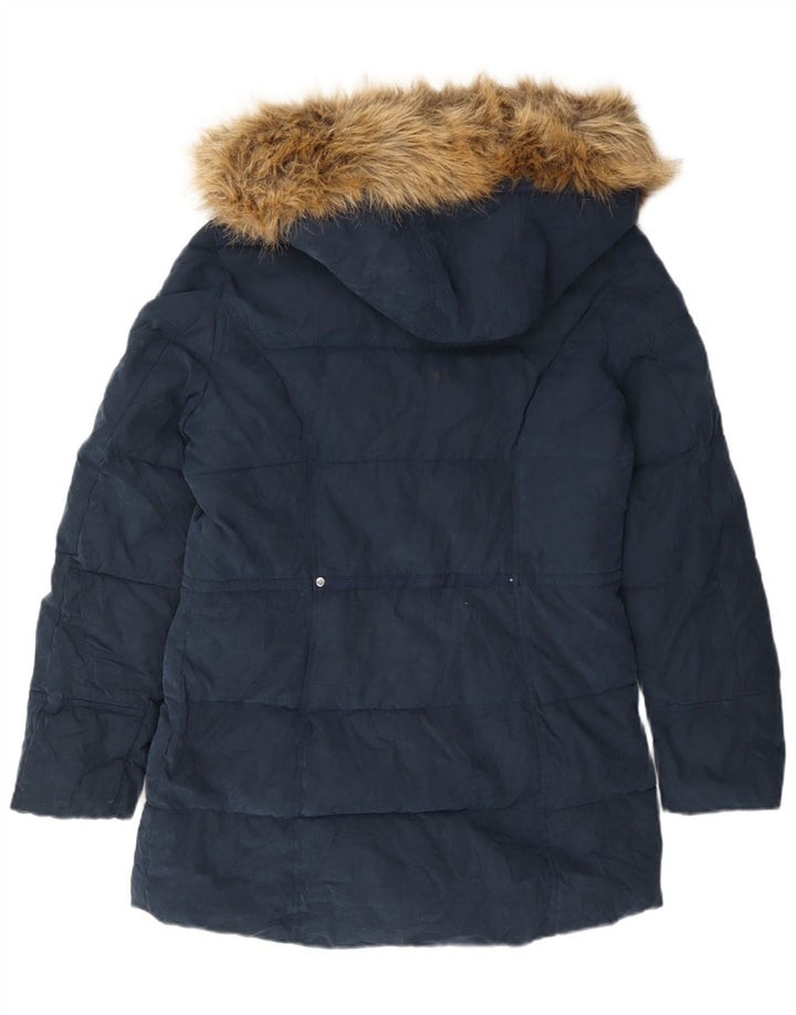 Jaqueta feminina acolchoada com capuz Nautica UK 14 poliéster azul marinho médio