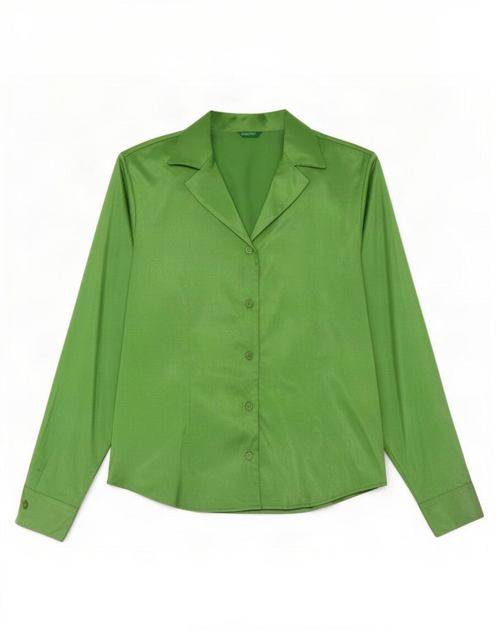 Blusa camisa feminina Benetton IT 42 poliéster verde médio