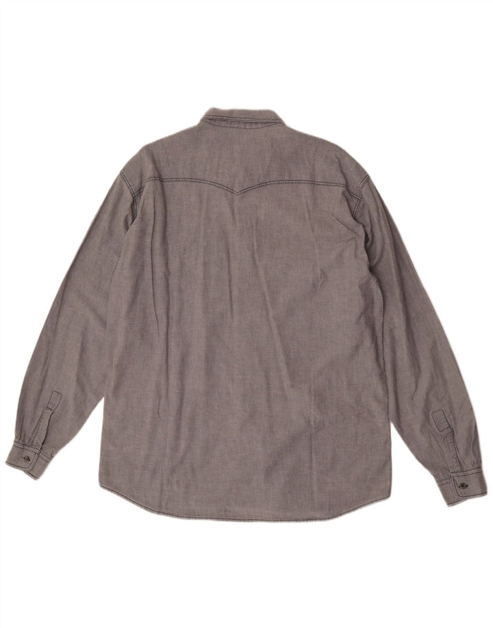 Camisa masculina Stefanel grande algodão cinza