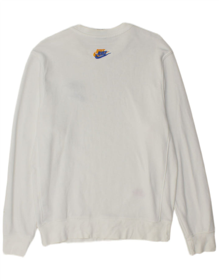 Nike masculino gráfico moletom jumper pequeno algodão branco