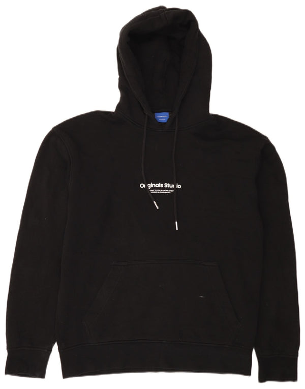 Jack & Jones Mens Graphic Loose Fit Hoodie Jumper Small Black Cotton