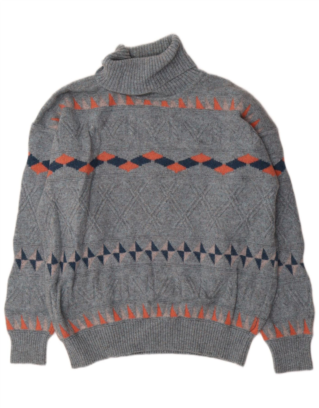 Suéter masculino Baroni com gola redonda IT 54 XL lã geométrica azul