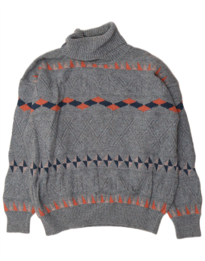 Suéter masculino Baroni com gola redonda IT 54 XL lã geométrica azul