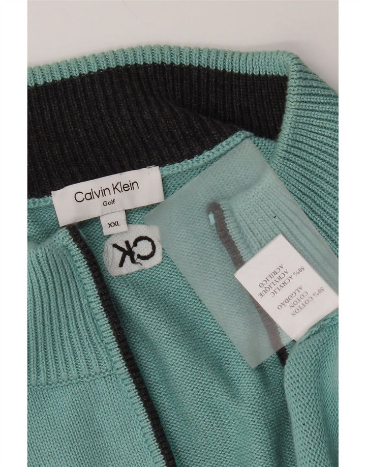 Suéter masculino Calvin Klein com zíper e gola 2XL algodão azul