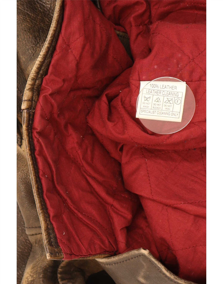 Jaqueta de couro masculina vintage UK 42 XL marrom