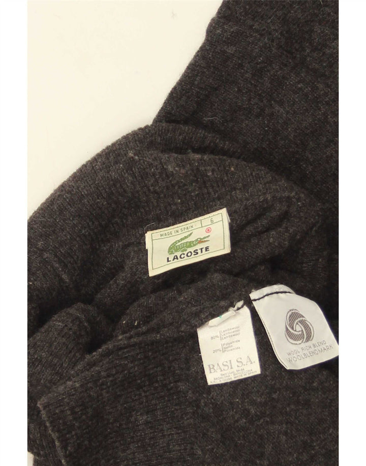 Suéter masculino Lacoste com gola redonda tamanho 6 XL lã de cordeiro cinza