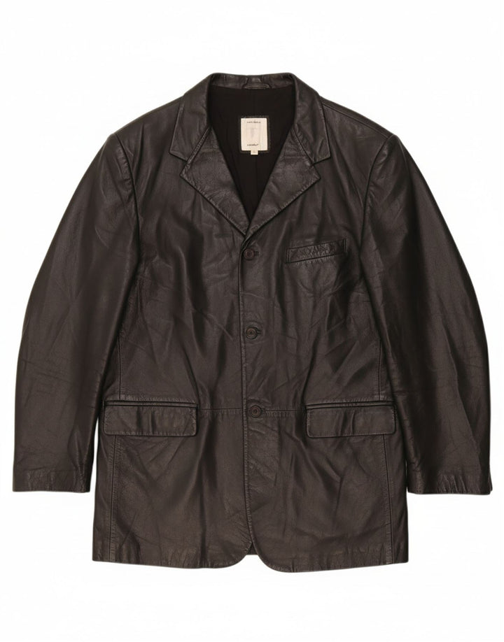 Casaco de couro masculino CONBIPEL UK 40 grande couro preto