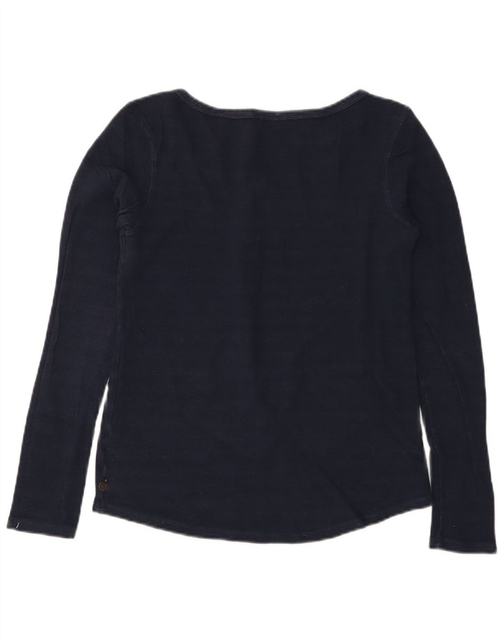 SCOTCH & SODA blusa feminina manga comprida Reino Unido 10 algodão azul marinho pequeno