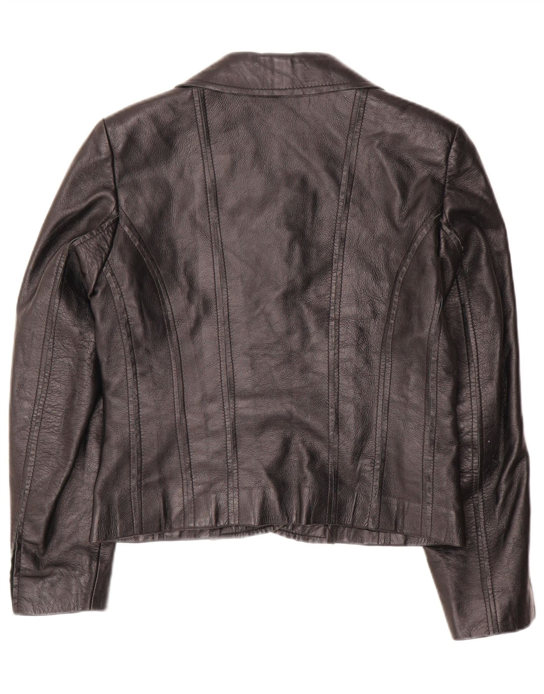 Jaqueta blazer feminina VINTAGE cortada com 2 botões IT 42 couro preto médio