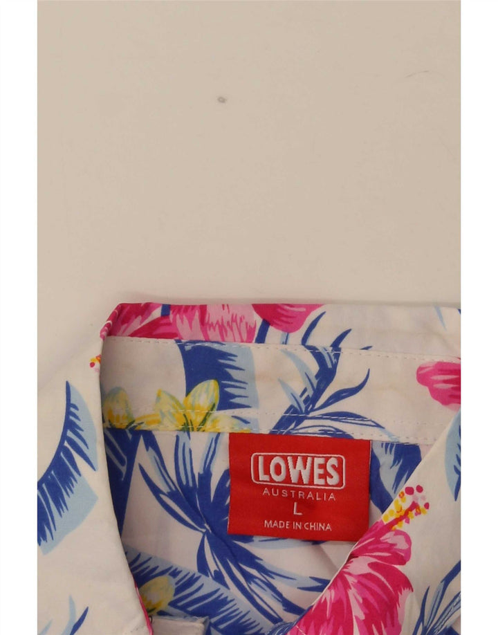 Camisa masculina havaiana de manga curta Lowes grande floral multicolorida