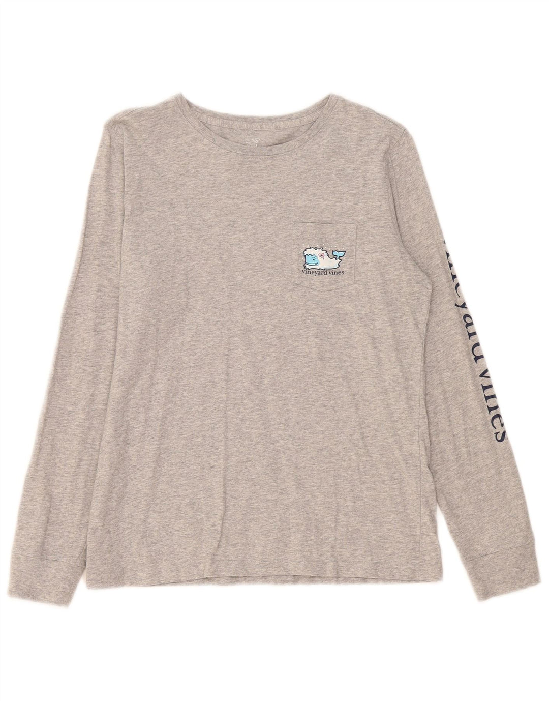 Top gráfico feminino Vineyard Vines manga comprida Reino Unido 10 pequeno cinza manchado