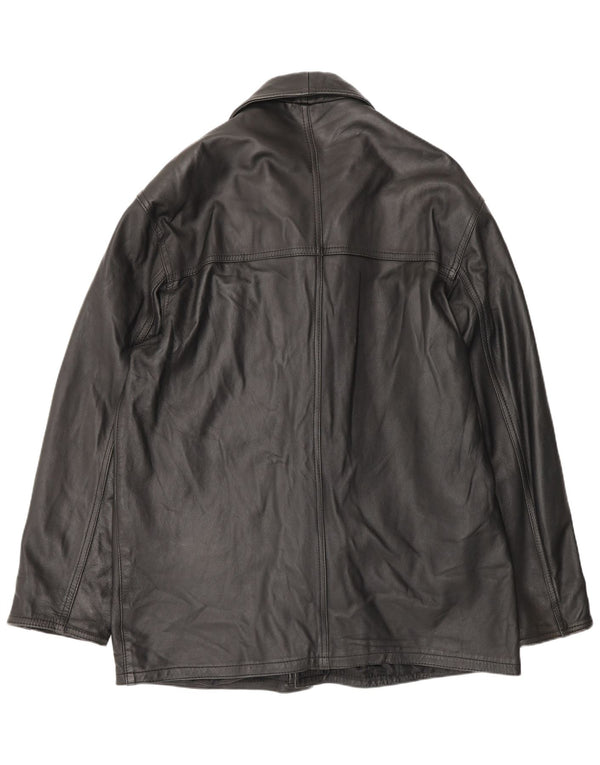 Casaco de couro masculino vintage UK 42 XL preto
