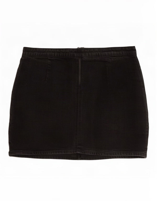 Mini saia jeans feminina Topshop grande W34 algodão preto