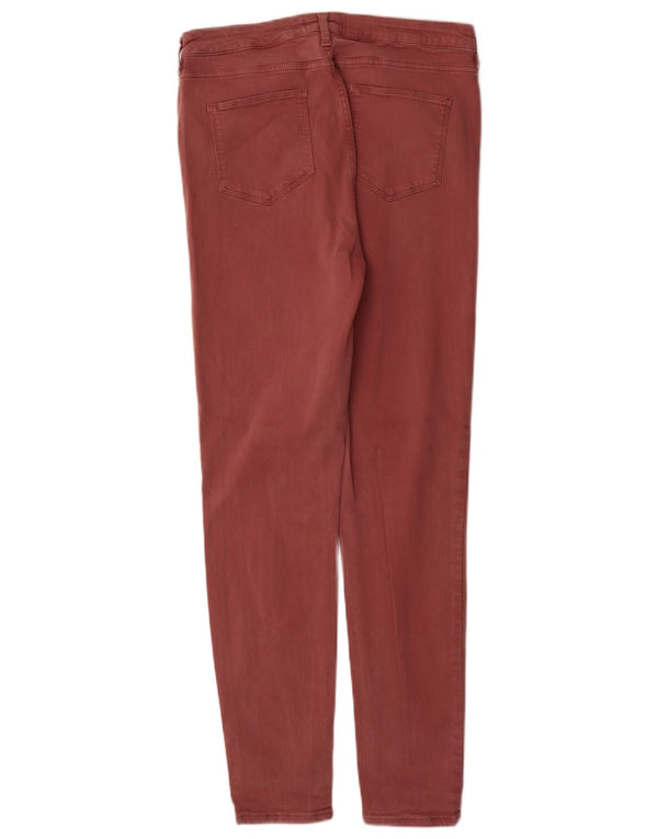 Calça jeans skinny feminina Fat Face UK 14 grande W30 L30 algodão borgonha
