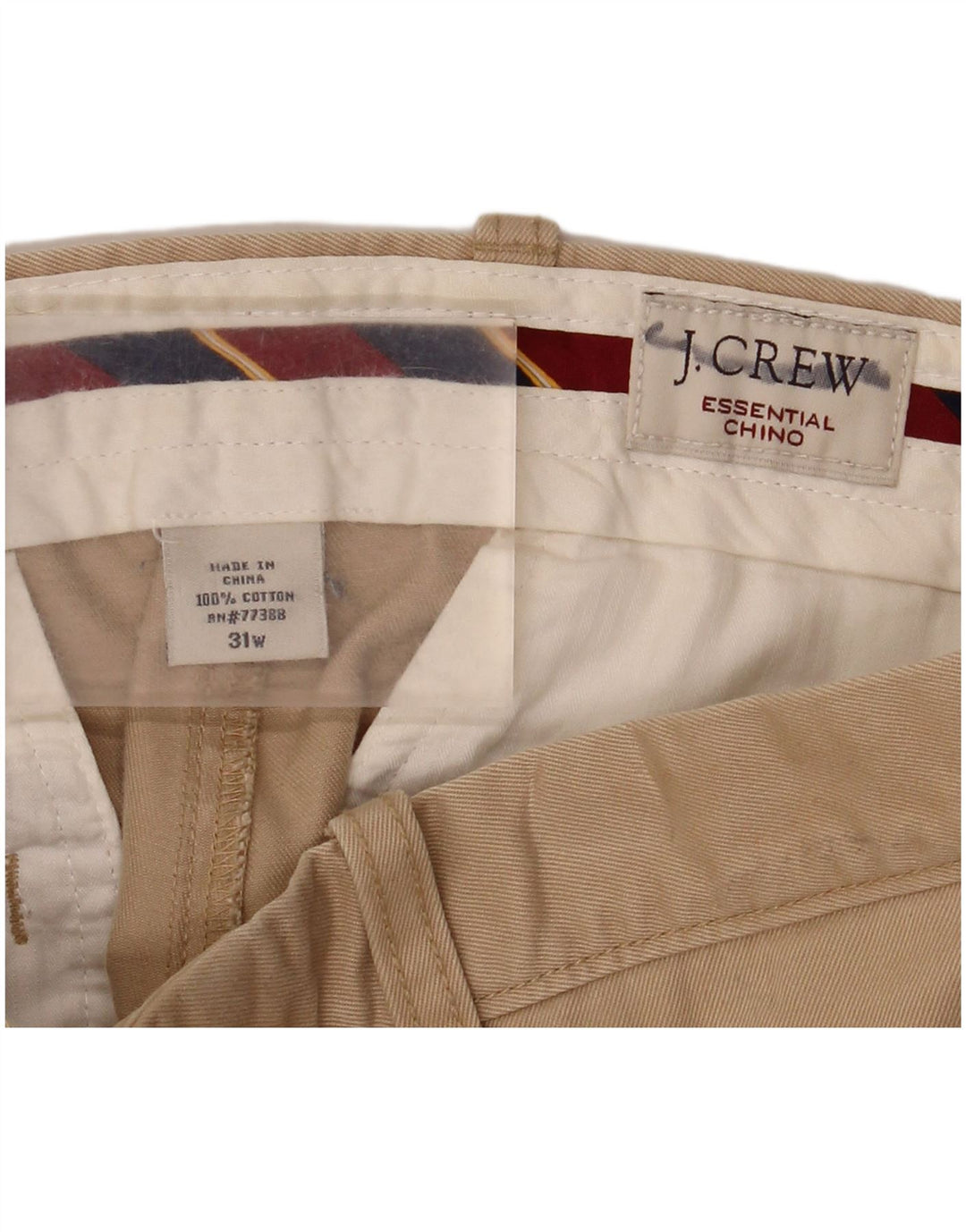 J. CREW Calça Chino Masculina Reta W31 L34 Algodão Bege