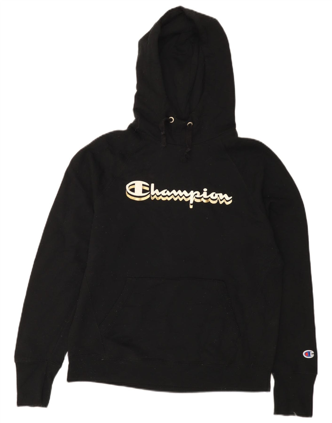 Jumper feminino com capuz gráfico Champion UK 14 poliéster preto médio