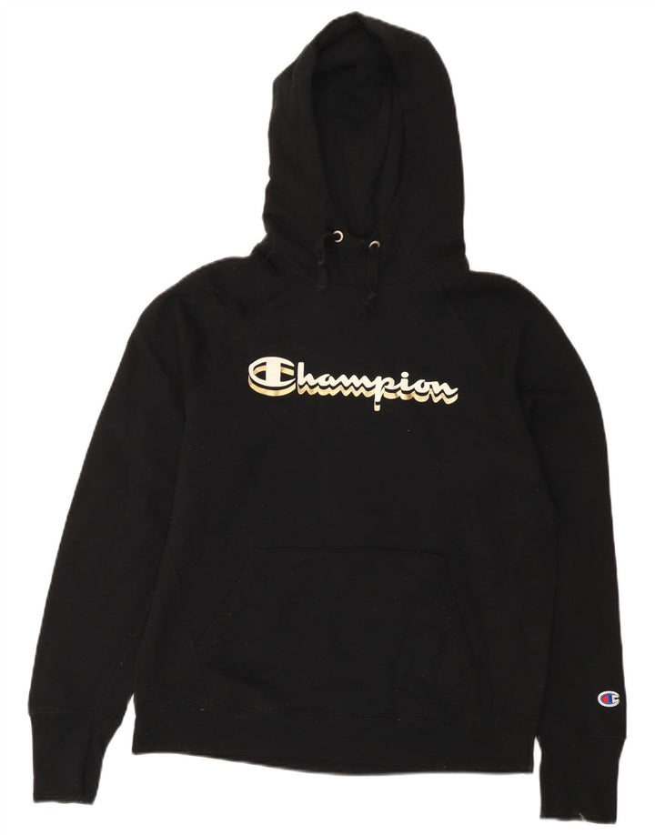 Jumper feminino com capuz gráfico Champion UK 14 poliéster preto médio
