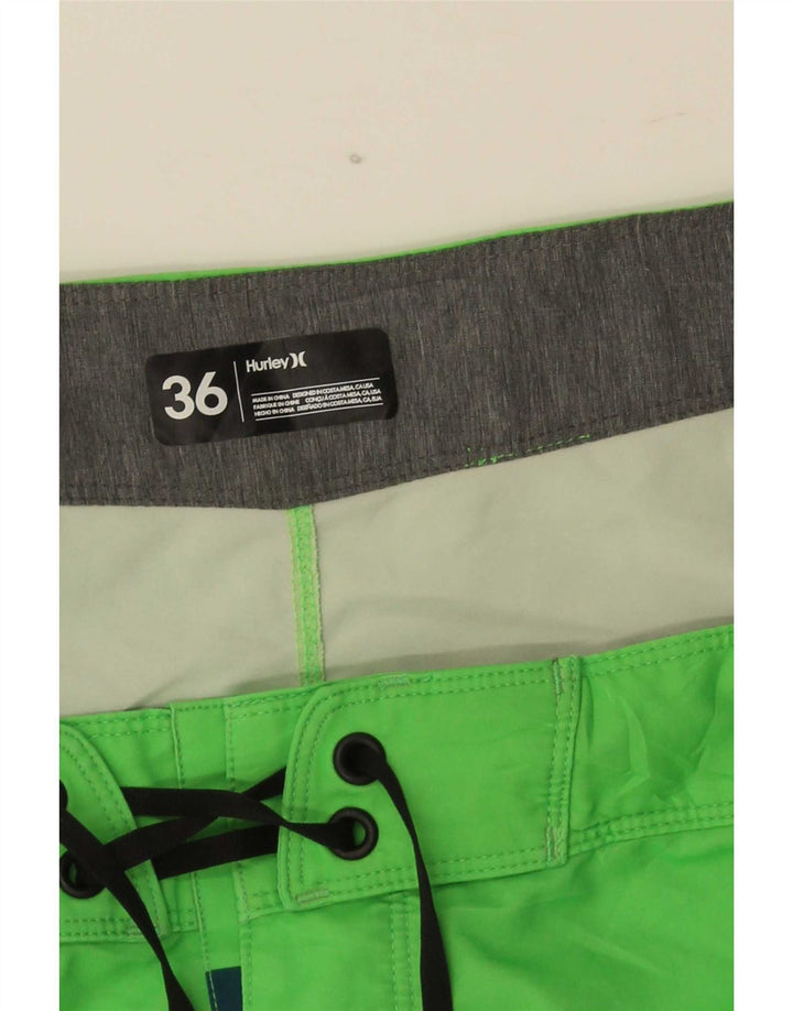 Shorts de natação masculino Hurley grande bloco colorido verde