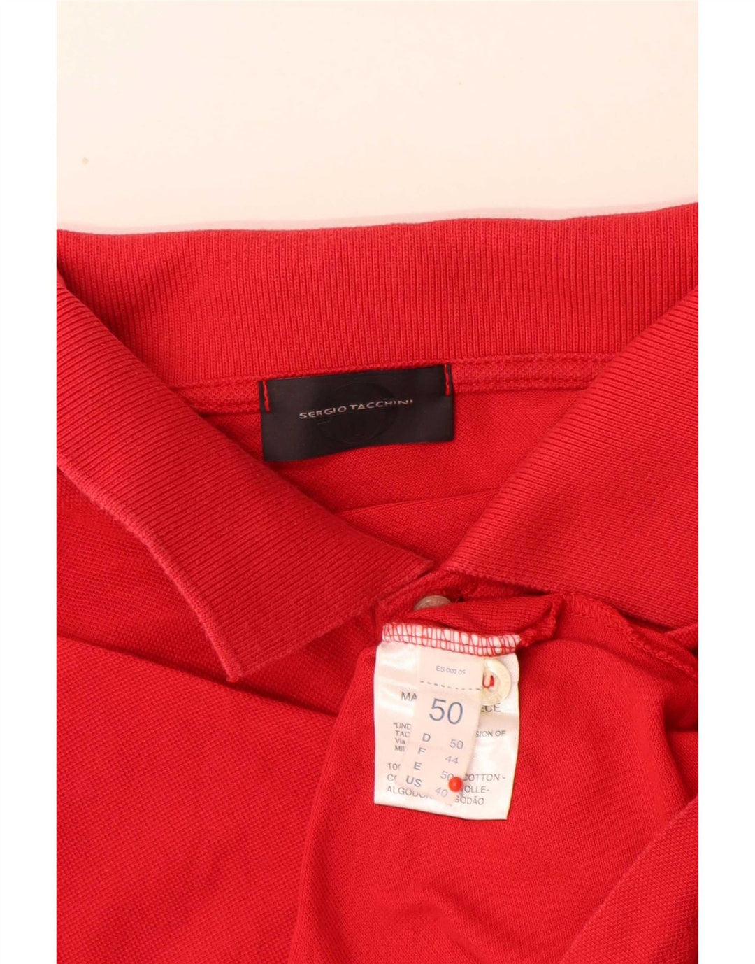 Camisa polo masculina de ajuste regular Sergio Tacchini IT 50 algodão vermelho médio