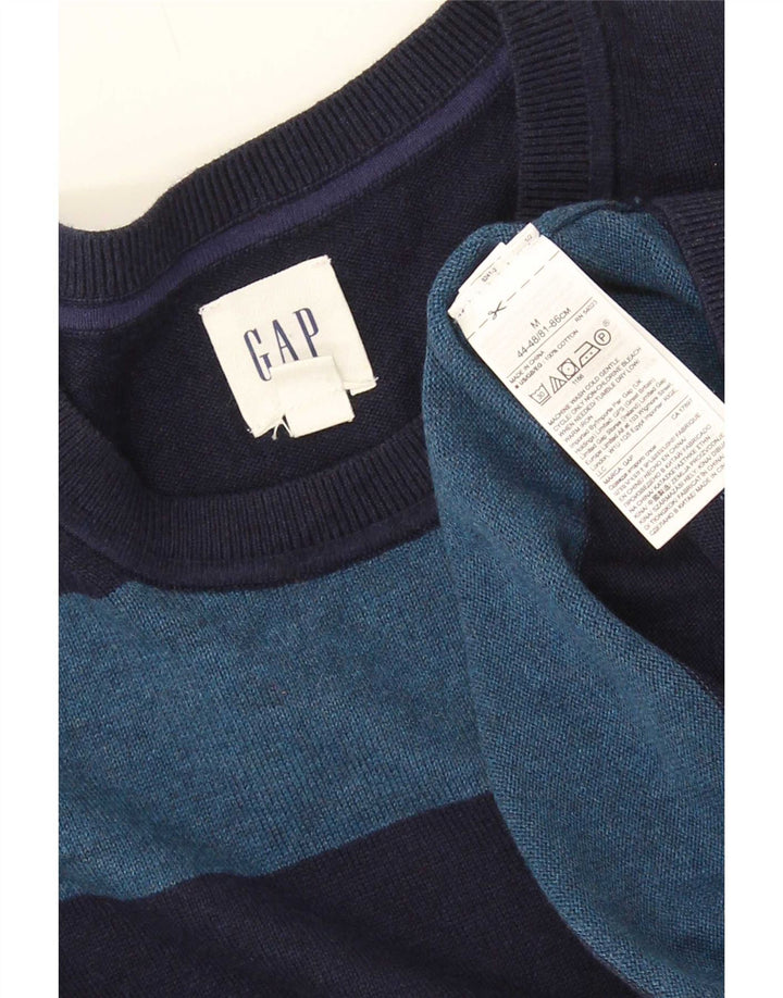 Suéter masculino Gap com gola redonda e algodão listrado azul marinho médio