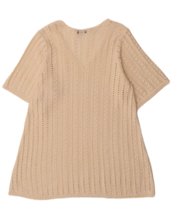 Zara Vestido feminino de manga curta em crochê, Reino Unido 14 Médio Off White