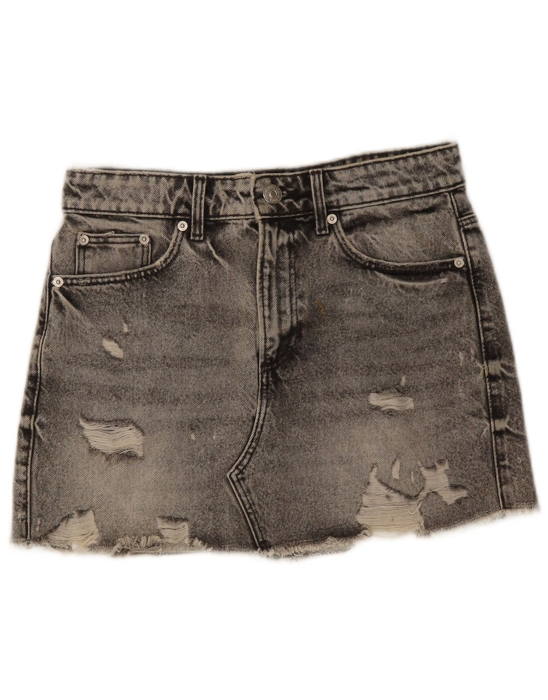 Zara Saia jeans feminina pequena W26 cinza