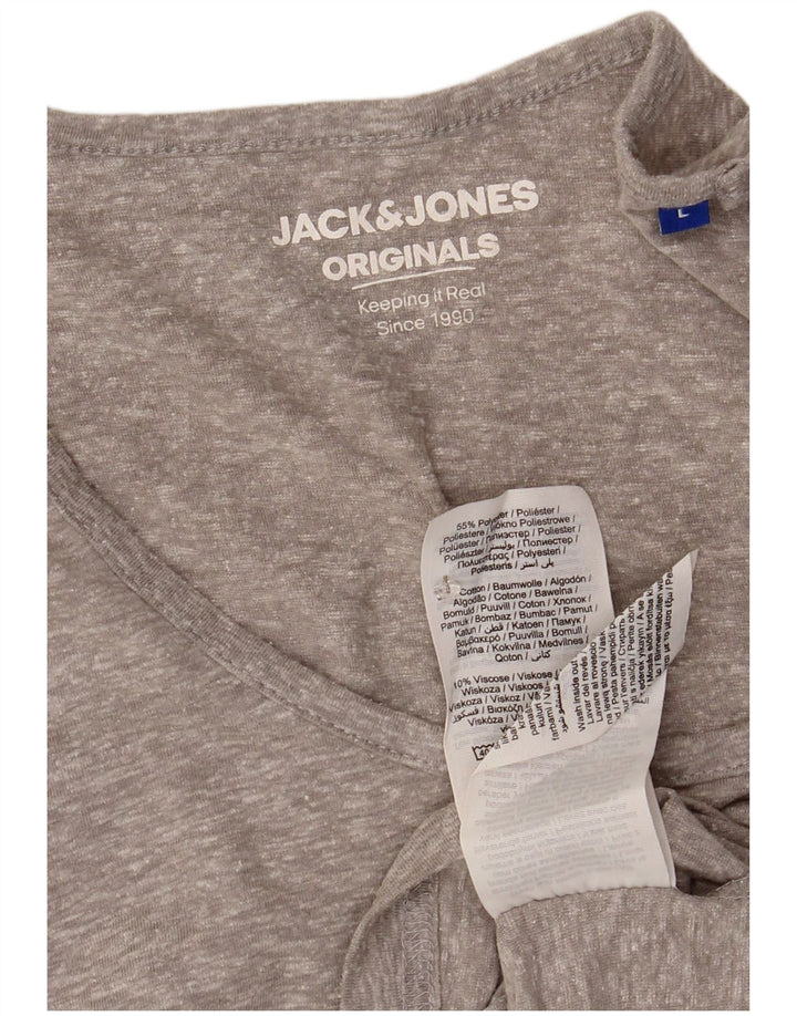 Camiseta masculina Jack & Jones grande poliéster manchado cinza