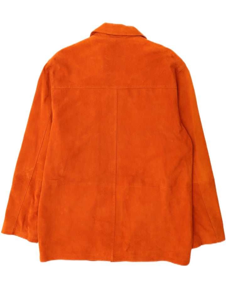 Jaqueta masculina de camurça Pierre Cardin IT 50 grande couro laranja