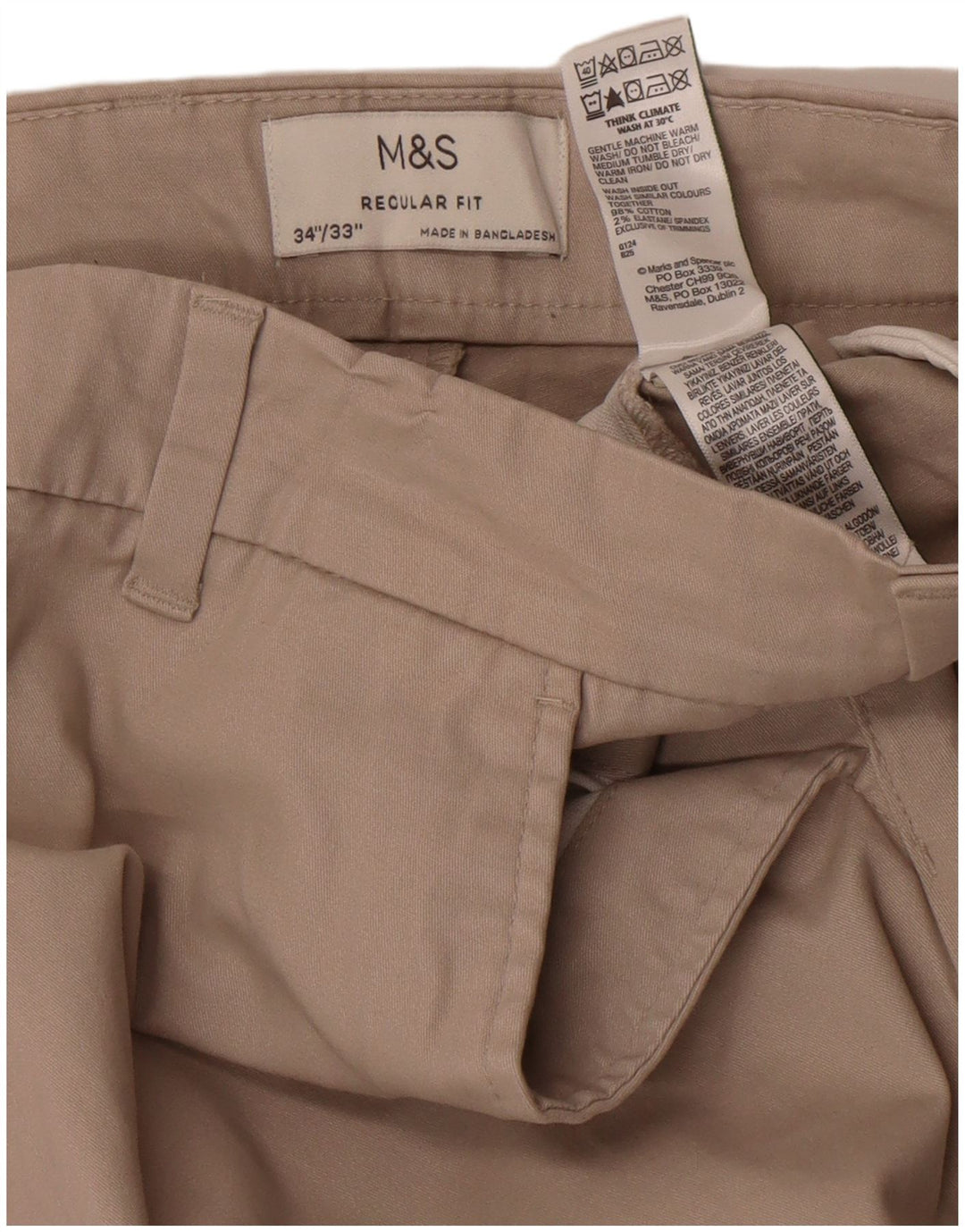 Marks & Spencer Mens Straight Regular Fit W34 L33 Algodão Cinza