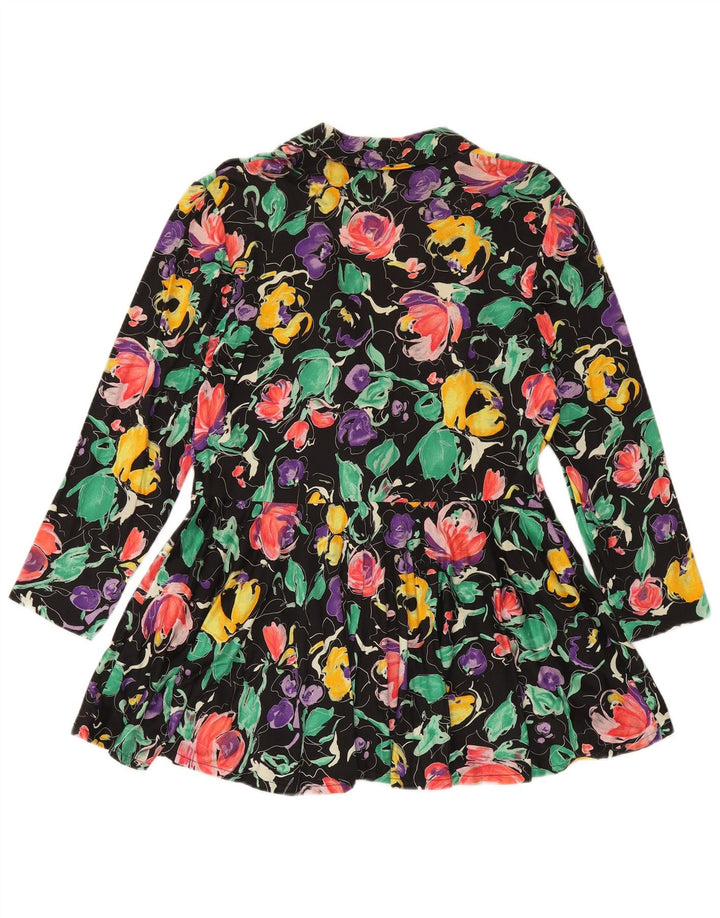 Jaqueta blazer feminina VINTAGE Reino Unido 12 médio floral multicolorido
