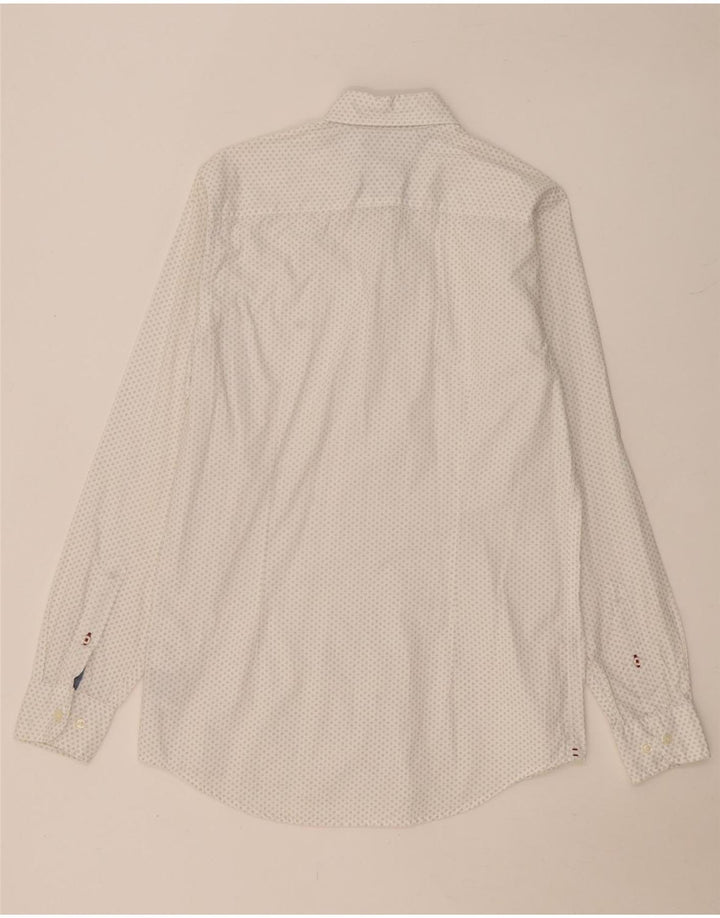 Camisa masculina TOMMY HILFIGER slim fit de algodão manchado branco médio