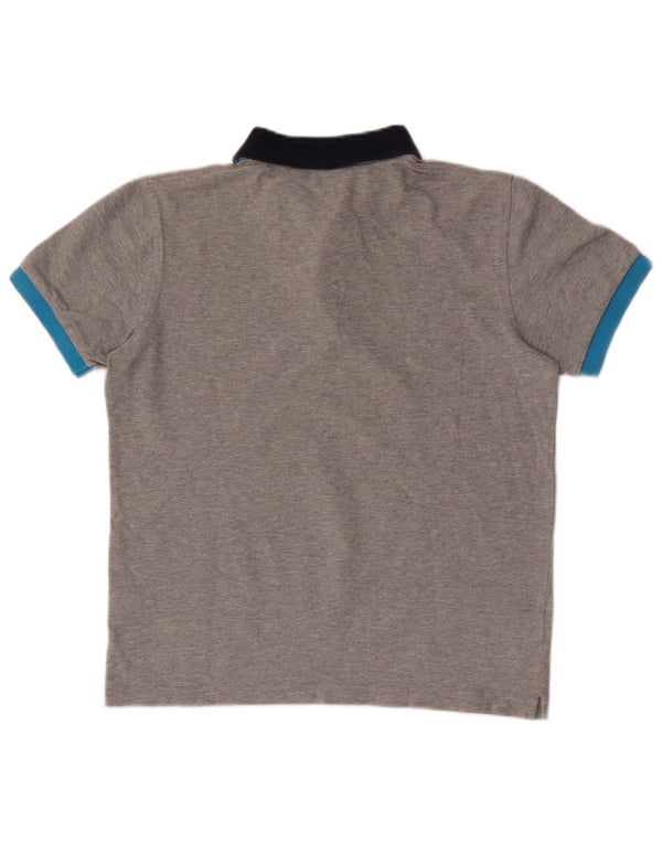 Camisa polo masculina Sun68 pequena cinza colorblock algodão