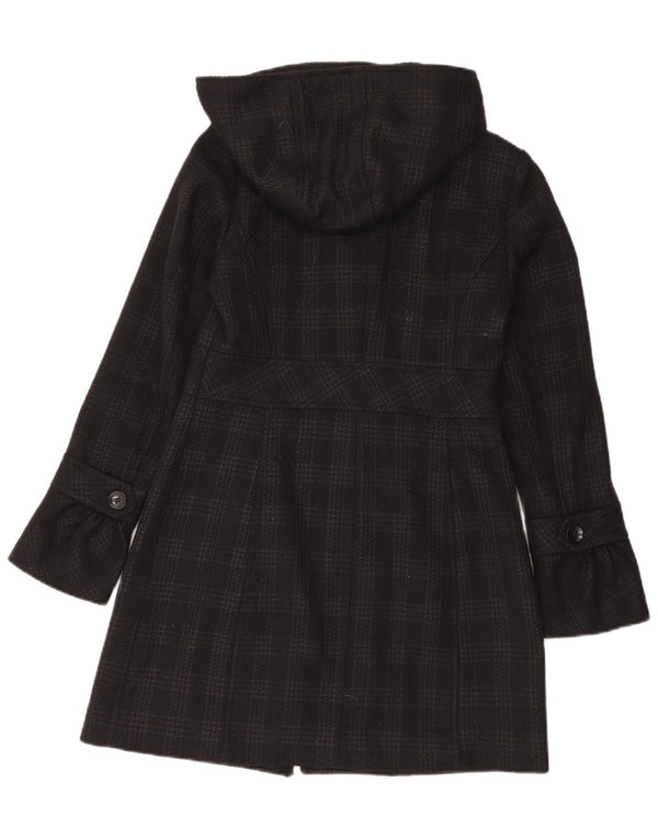 Sobretudo feminino Esprit com capuz UK 10 pequeno poliéster preto Houndstooth