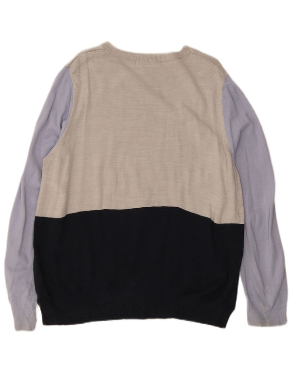 Suéter masculino Marks & Spencer com gola canoa XS colorido bloco colorido