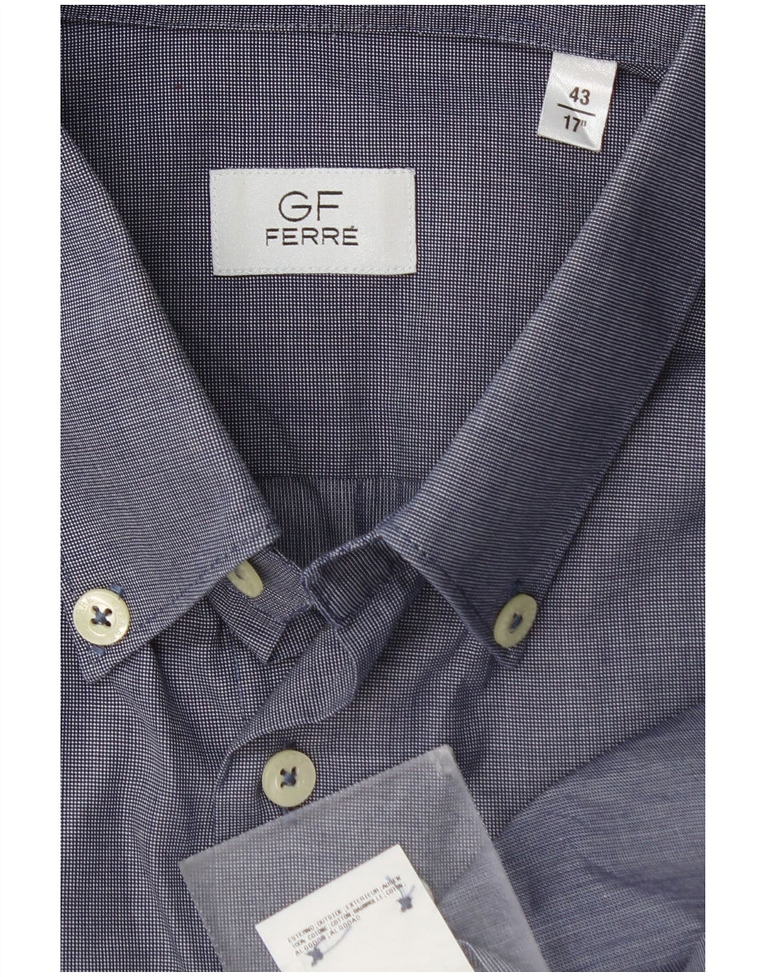 Camisa masculina GIANFRANCO FERRE tamanho 17 43 XL algodão azul