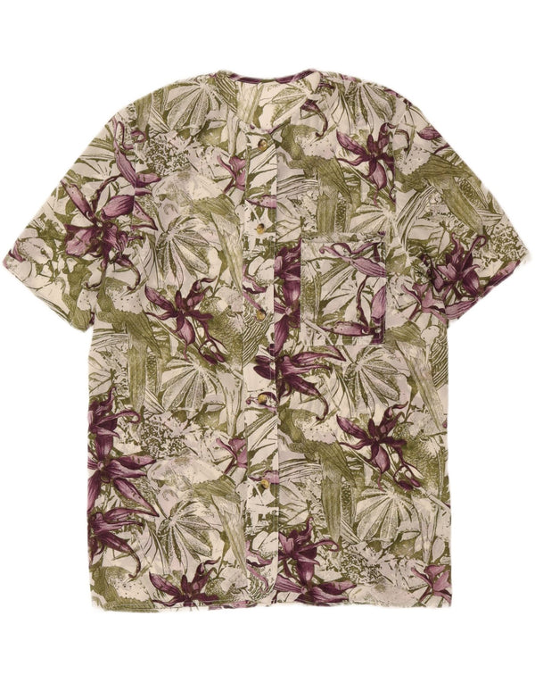 Blusa feminina vintage UK 16 grande verde floral