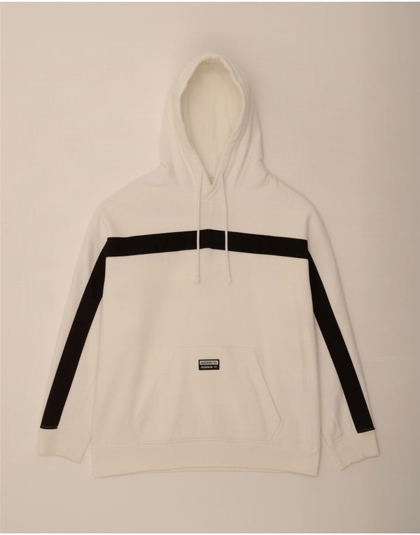 Adidas Mens Graphic Hoodie Jumper Grande Branco Colorblock Algodão