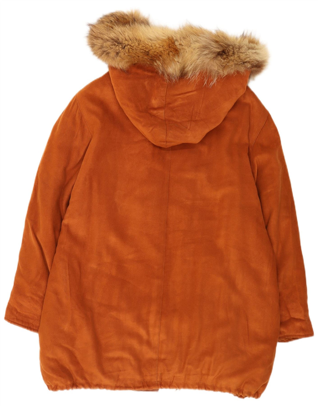 Casaco Duffle com Capuz Oversized Feminino Vintage Reino Unido 14 Marrom Médio