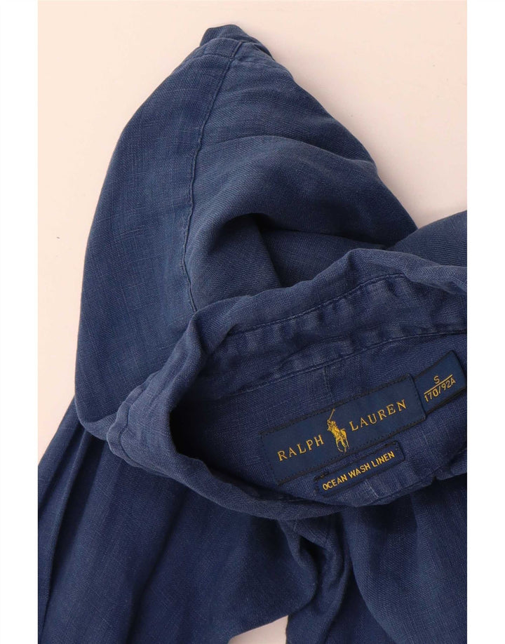 Ralph Lauren Camisa masculina pequena linho azul marinho